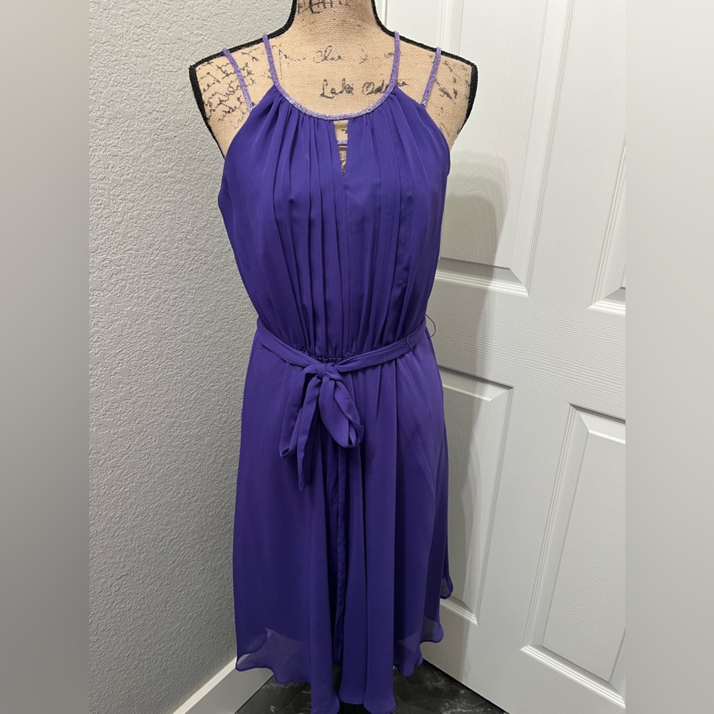 David's Bridal | Purple Beaded Formal Dress 8 Bridal